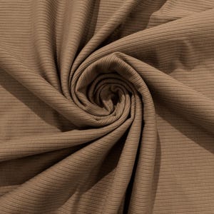 Stretch Rib Knit Fabric Polyester Spandex (by The Yard) - Tan
