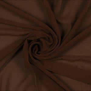 Brown - 100% Polyester Soft Light Weight, Sheer, See Through Chiffon Fabric. 58/60" Wide, Sold By The
