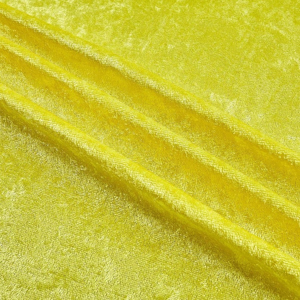 Yellow 59/60" Wide Crushed Stretch Panne Velvet Velour Fabric Sold By The Yard.