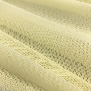 Light Yellow- Solid Stretch Power Mesh Fabric Nylon Spandex. 58/60&quot; Wide, Sold By The Yard.