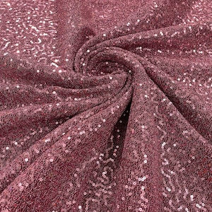 Metallic Tinsel Stretch Lurex Fabric With Sequins/58 Wide. Sold by the yard. Dusty Rose