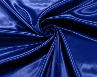 Shiny Charmeuse Satin Fabric for Wedding Dress/Crafts Costumes/58” Wide /Silky Satin - Dark Royal Blue