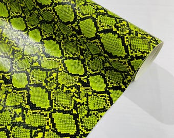 Tela Tapicería Imitación Piel De Serpiente - PU Negro, Estampado Animal, 100% Rayón
