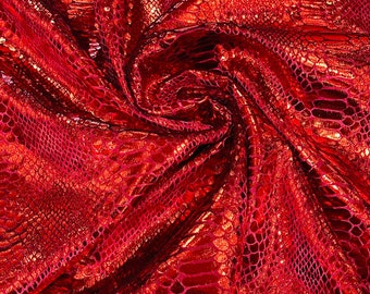 Illusion-Folie Schlangendesign auf einem Stretch-Samtstoff - Dark Red
