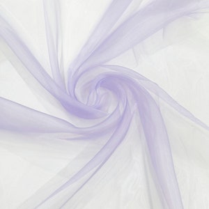 100% poliéster, suave, ligero, transparente, tela de organza de cristal transparente. 58/60" de ancho, se vende cortado a medida - Lavanda