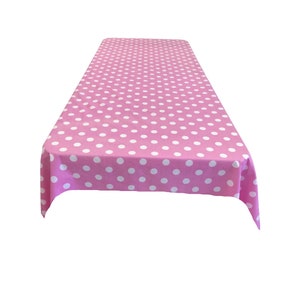 VIP TEXTILE INC, Nappe en polycoton à pois (blanc sur rose. Choisissez la taille ci-dessous)