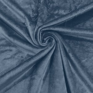 Minky Smooth Soft Solid Plush Faux Fake Fur Fabric Polyester- Sold by the yard - Denim Blue
