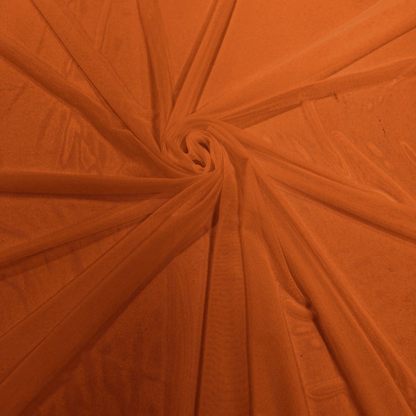 Dark Orange - 58/60" Wide Solid Stretch Power Mesh Fabric Spandex/ Sheer See-Though/Sold By The Yard.