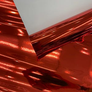 Red Chrome Mirror Reflective Vinyl Fabric / Crafting Apparel Upholstery Vinyl Fabric 54&quot; Wide