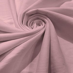 Heavy Weight 380GSM Stretch Rib Knit Fabric Polyester Spandex (by The Yard) - Pink
