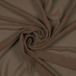 Mocha - 100% Polyester Soft Light Weight, Sheer, See Through Chiffon Fabric. 58/60" Wide, Sold By The