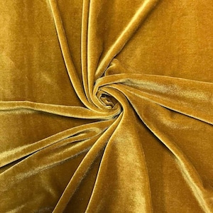 Gold 90% Polyester 10 present Spandex Stretch Velvet Fabric for Sewing Apparel Costumes Craft, 60&quot; Wide Sold By The Yard.
