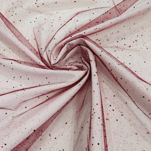 sparkle tulle glitter with sequin fabric shimmer/ tulle glitter for dresses/ mesh glitter fabric/ costume fabric. Burgundy
