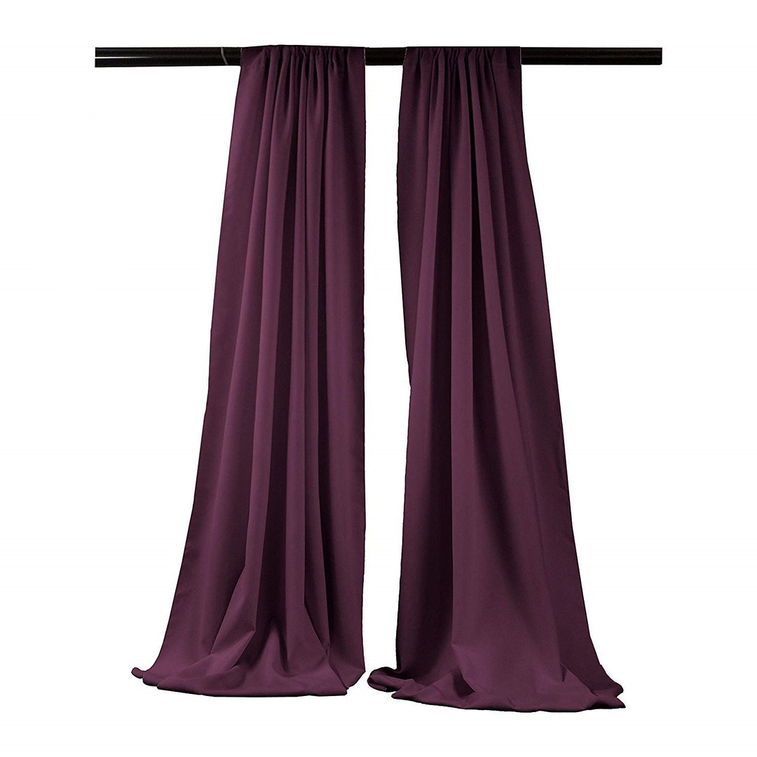 2 Panels 5 Feet Wide Polyester Seamless Backdrop Drape Curtain Panel - (Eggplant, main image 0