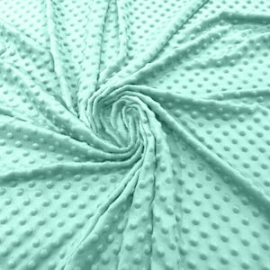 100% Polyester Minky Dimple Dot Soft Cuddle Fabric SEW Craft. 58&quot; Wide Sold by Yard. Icy Mint