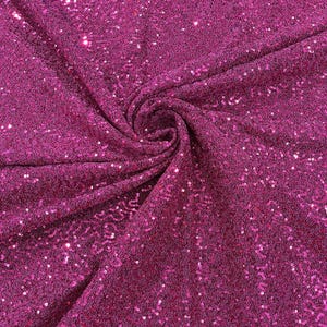 Metallic Tinsel Stretch Lurex Fabric With Sequins/58 Wide. Sold by the yard. Fuchsia