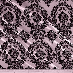 Flocked Damask Taffeta Fabric - Sold By The Yard - Candy Pink