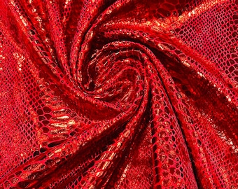 Illusion Folie Schlangendesign auf einem Stretch Samtstoff - Rot