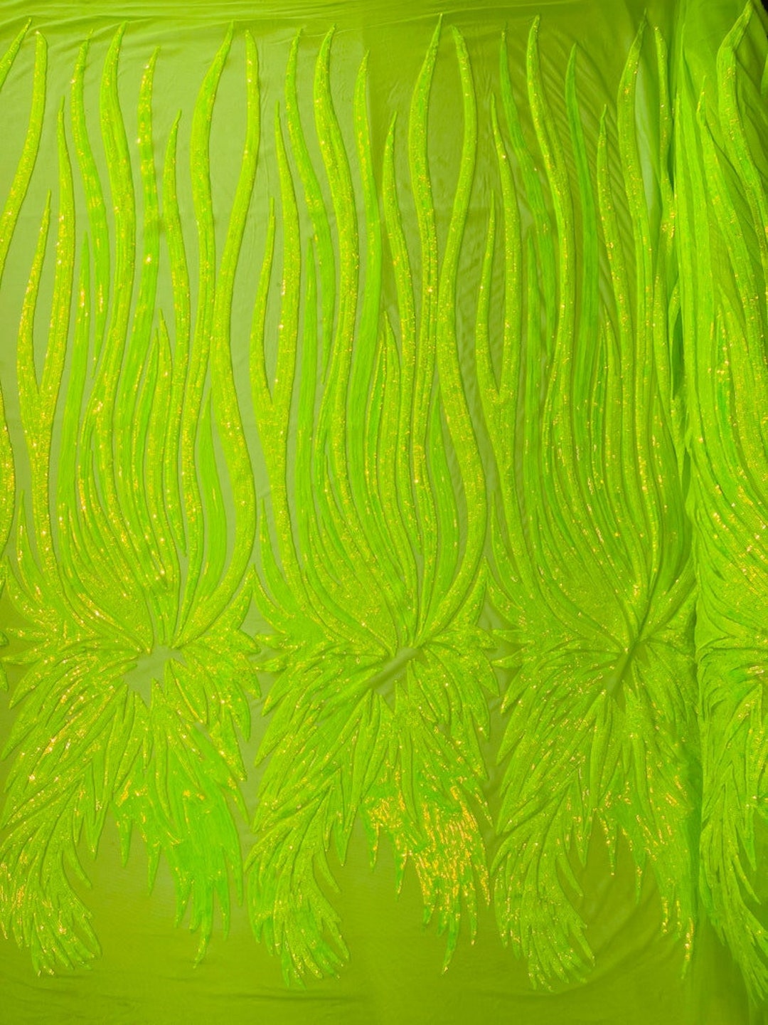 ANGEL WINGS SEQUIN DESIGN ON A 4 WAY STRETCH MESH-PROM-NIGHTGOWN-BY YARD. (ANGEL WINGS By the Yard BLACK-BLACK) main image 0