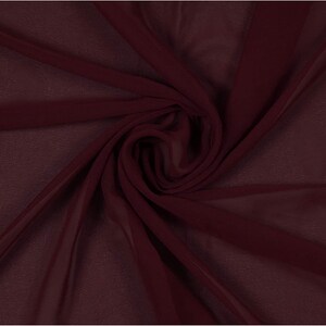 Burgundy - 100% Polyester Soft Light Weight, Sheer, See Through Chiffon Fabric. 58/60" Wide, Sold By The