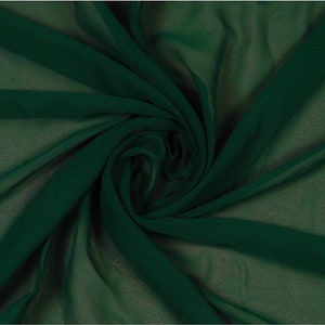 Hunter  - 100% Polyester Soft Light Weight, Sheer, See Through Chiffon Fabric. 58/60" Wide, Sold By The