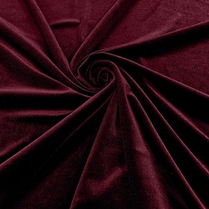 Burgundy - Stretch  Velvet Polyester Spandex 60&quot; Wide | Plush Velvet For Christmas, Apparel, Cosplay, Curtains, Decoration, Costume