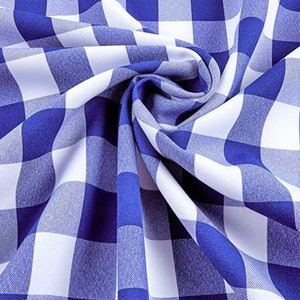 Royal Blue - VIP TEXTILE INC, 58/59&quot; Wide 100% Polyester Poplin 1&quot; Square Gingham Checkered Fabric By The Yard