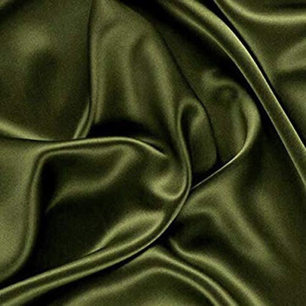 Olive - Crepe Back Satin Bridal Fabric Draper-Prom-wedding-nightgown- Soft 58"-60" Inches Sold by The Yard.