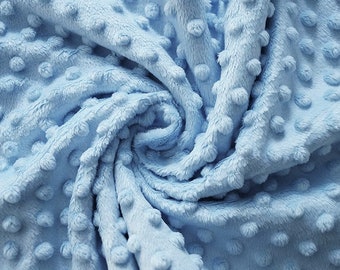 Hellblau 100% Polyester Minky Dimple Dot Weicher Stoff SEW Craft. 155 cm breit Verkauft als Meterware.