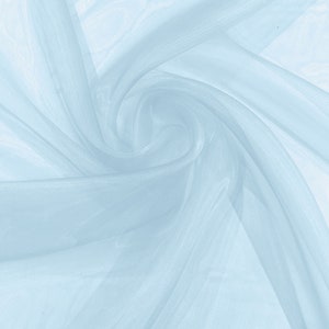 100% Polyester Soft Light Weight, Sheer, See Through Crystal Organza Fabric. 58/60&quot; Wide, Sold By The Yard - Baby Blue
