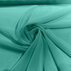 100% Polyester Soft Light Weight, Sheer, See Through Chiffon Fabric. 58/60" Wide, Sold By The Yard - Jade