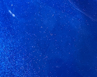 Royal Blue - Shiny Sparkle Glitter Vinyl, Faux Leather PVC-Upholstery Craft Fabric Sold by The Yard, 53/54&quot; Wide.