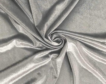 Silver 90% Polyester 10 present Spandex Stretch Velvet Fabric for Sewing Apparel Costumes Craft, 60" Wide Sold By The Yard.