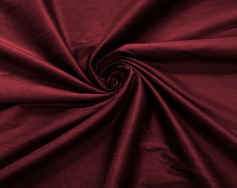 Burgundy - Polyester Dupioni Faux Silk Fabric/ 55” Wide/Wedding Fabric/Home Decor.