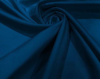 NEW - 95 Percent Polyester 5% Spandex, 58 Inches Wide Matte Stretch L'Amour Satin Fabric, Sold By The Yard - Teal Blue