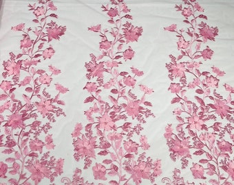 3D Floral Design Embroider with Pearls in a Mesh Lace-Sold by The Yard Hunter main image 1