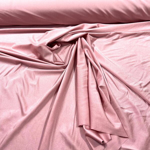 Dusty pink shiny Millikin-Tricot nylon spandex fabric 4 way stretch 58 inches wide-Prom- Sold by the yard.