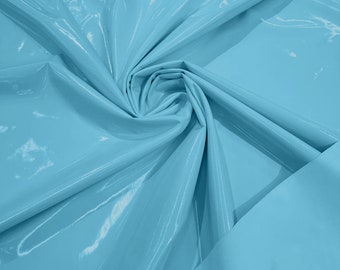 Baby Blue - Spandex Shiny Vinyl Fabric (Latex Stretch) - Sold By The Yard