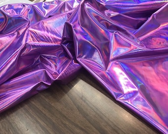 Lavender - VIP TEXTILE INC, Reflective Hologram Vinyl Faux Leather 4 Way Stretch Dance Wear Spandex Fabric By Th Yard