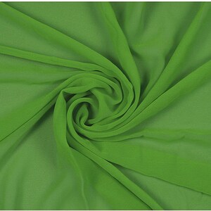 Lime - 100% Polyester Soft Light Weight, Sheer, See Through Chiffon Fabric. 58/60" Wide, Sold By The