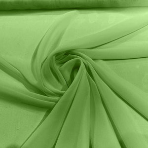 100% Polyester Soft Light Weight, Sheer, See Through Chiffon Fabric. 58/60" Wide, Sold By The Yard - Lime