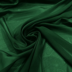 100% Polyester Soft Light Weight, Sheer, See Through Chiffon Fabric. 58/60" Wide, Sold By The Yard - Hunter Green