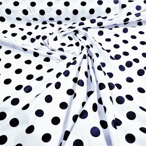 Blank on White Premium 1 inch Polka Dot Poly Cotton Fabric 58&quot; Wide Sold By The Yard.