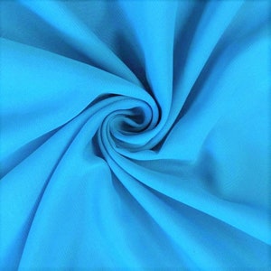 Turquoise - 100% Polyester Soft Light Weight, Sheer, See Through Chiffon Fabric. 58/60" Wide, Sold By The