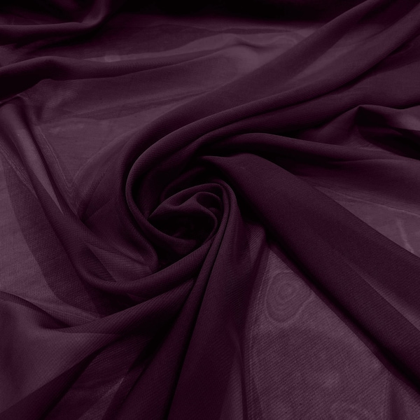 100% Polyester Soft Light Weight, Sheer, See Through Chiffon Fabric. 58/60" Wide, Sold By The Yard - Plum