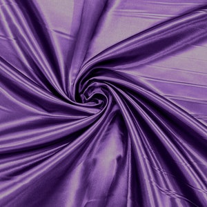 Heavy Shiny Bridal Satin Fabric for Wedding Dress, 60&quot; inches wide sold by The Yard - Purple