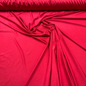 Dark Red solid shiny Millikin-Tricot nylon spandex fabric 4 way stretch 58 inches wide-Prom- Sold by the yard.