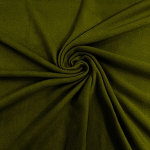 Olive Solid Polar Fleece Fabric Sold by The Yard 60&quot; Wide | Antipilling 245GSM | Medium Soft Weight | Blanket Supply, DIY, Baby Blanket