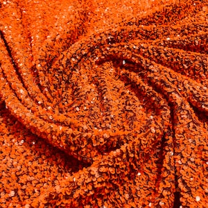 Burnt Orange 5mm glossy sequin stretch velvet fabric-Prom-Nightgown fabric- Sold by the yard.