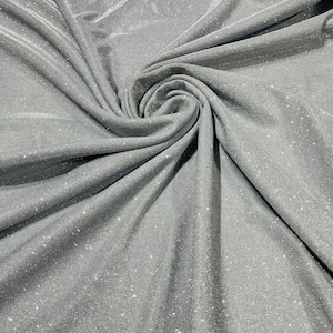 Stretch glitter shimmer 58” wide-Glimmer-Sparkling Fabric-Prom-Nightgown-Sold by the yard - Silver.